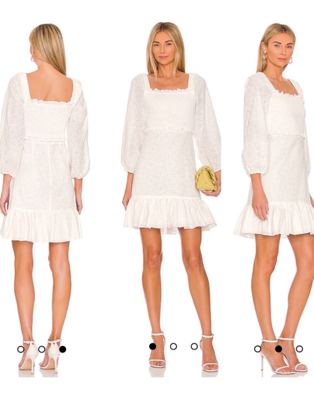 Veronica Beard Denise Dress White Eyelet embroidered smocked mini Size 10